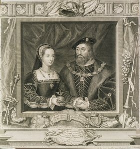 マリアの肖像（1496-1533）フランスの女王、およびチャールズブランドン（d.1545）サフォーク公爵、ジョージヴァーチュー（1684-1756）1748（136496も参照）によって彫刻